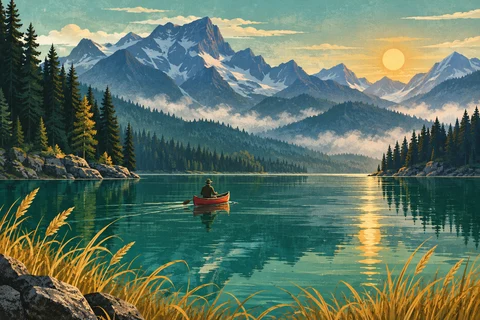 Give trees and lake separate poster colors — input