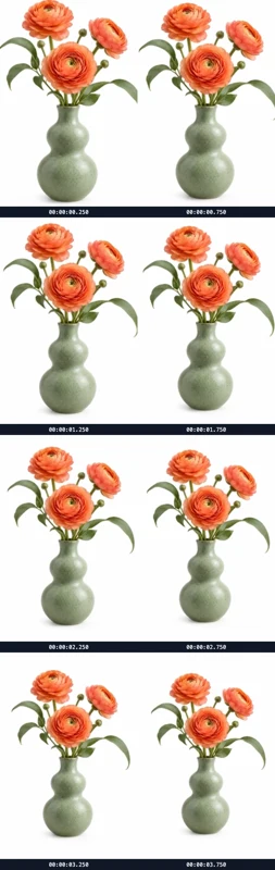 Vase close-up: review a pull-back shot — actual output