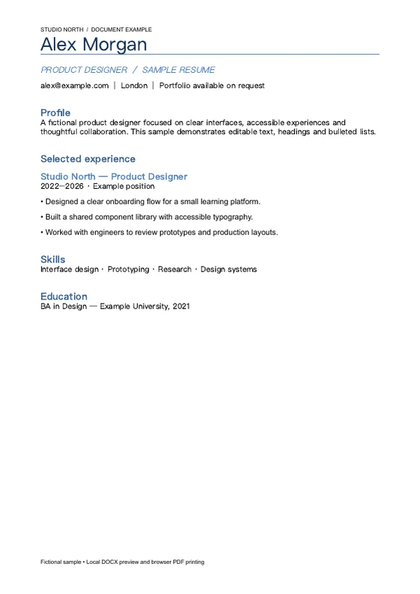Word naar PDF in je browser — Voorbeeld 1 — Resultaat